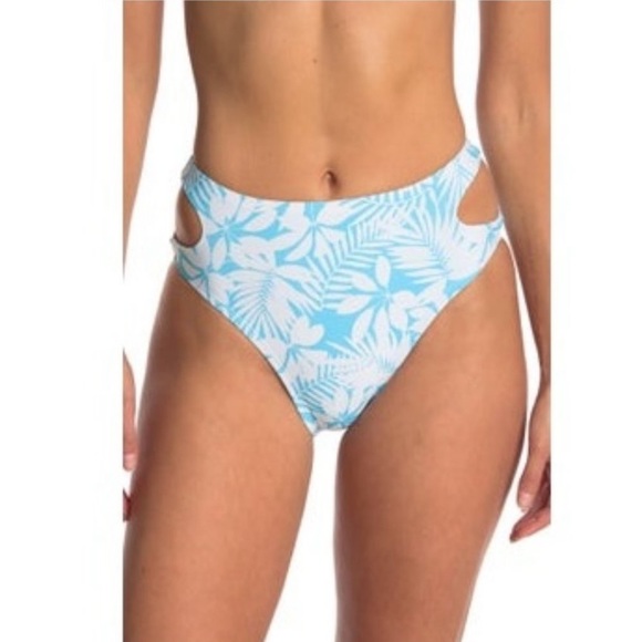 NEW VYB Light Blue White Strappy Bikini Bottom Sz S - Picture 1 of 8